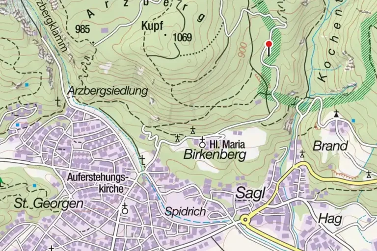 Karte der Region Birkenberg in Telfs